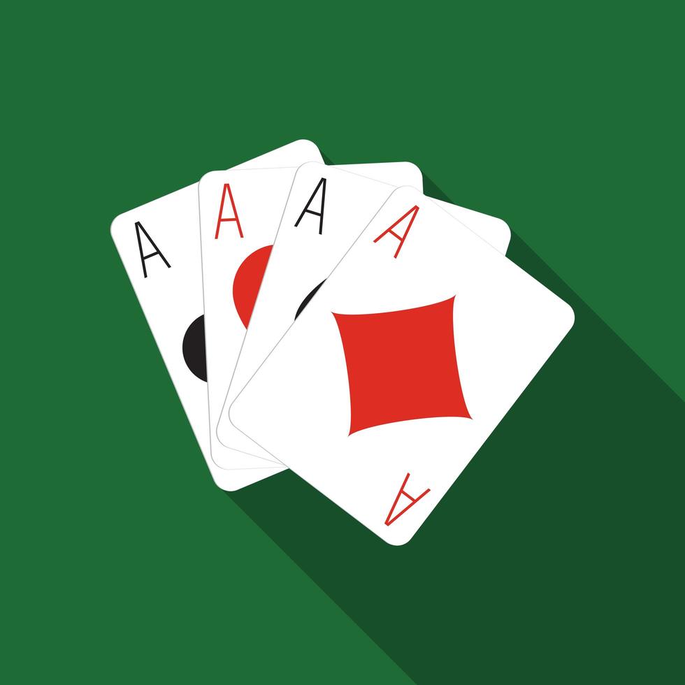 Flat design vector ace cards icon with long shadow