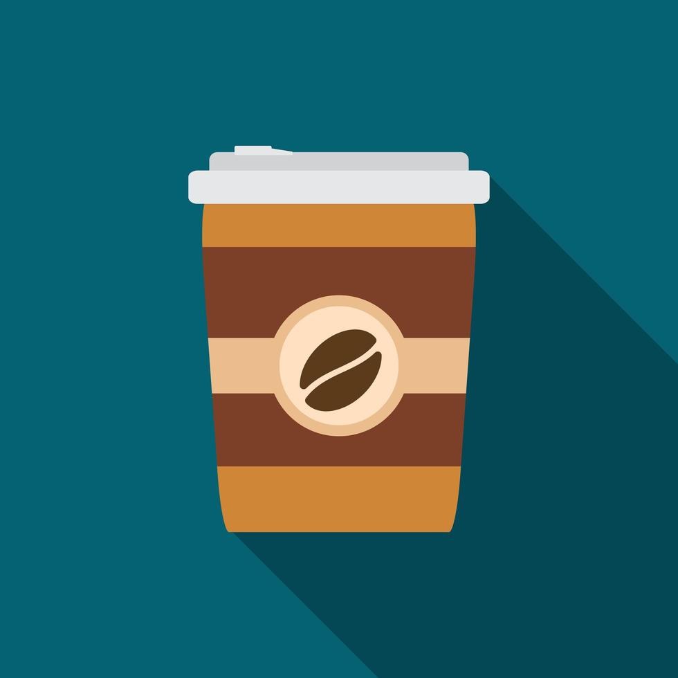Ilustración de vector moderno de diseño plano del icono de café con sombra larga