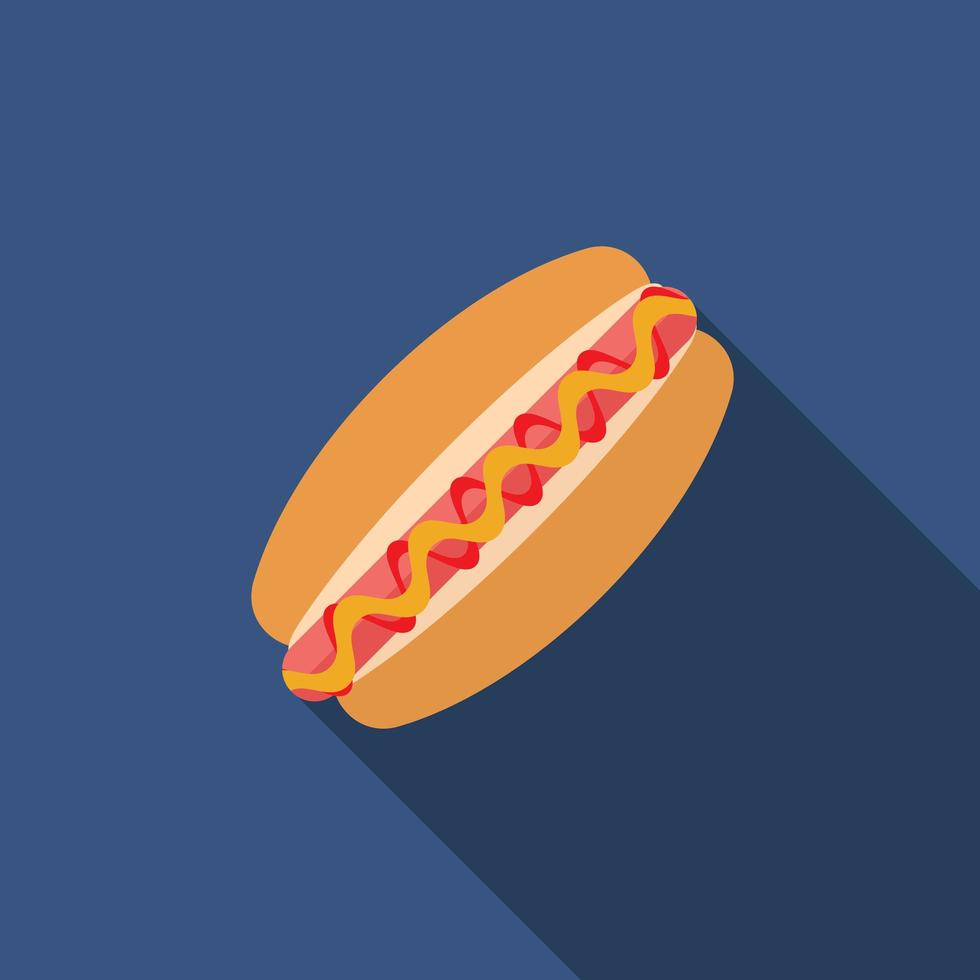 Flat design vector hotdog icon with long shadowFlat design vector vinyl record icon with long shadow