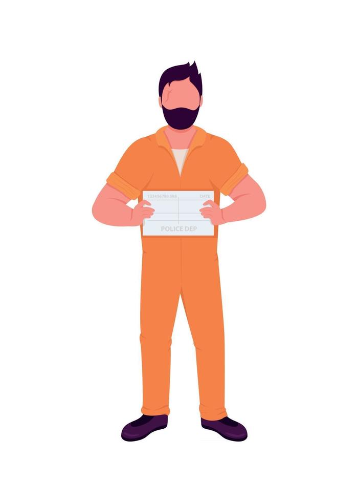 Prisoner flat color vector faceless character