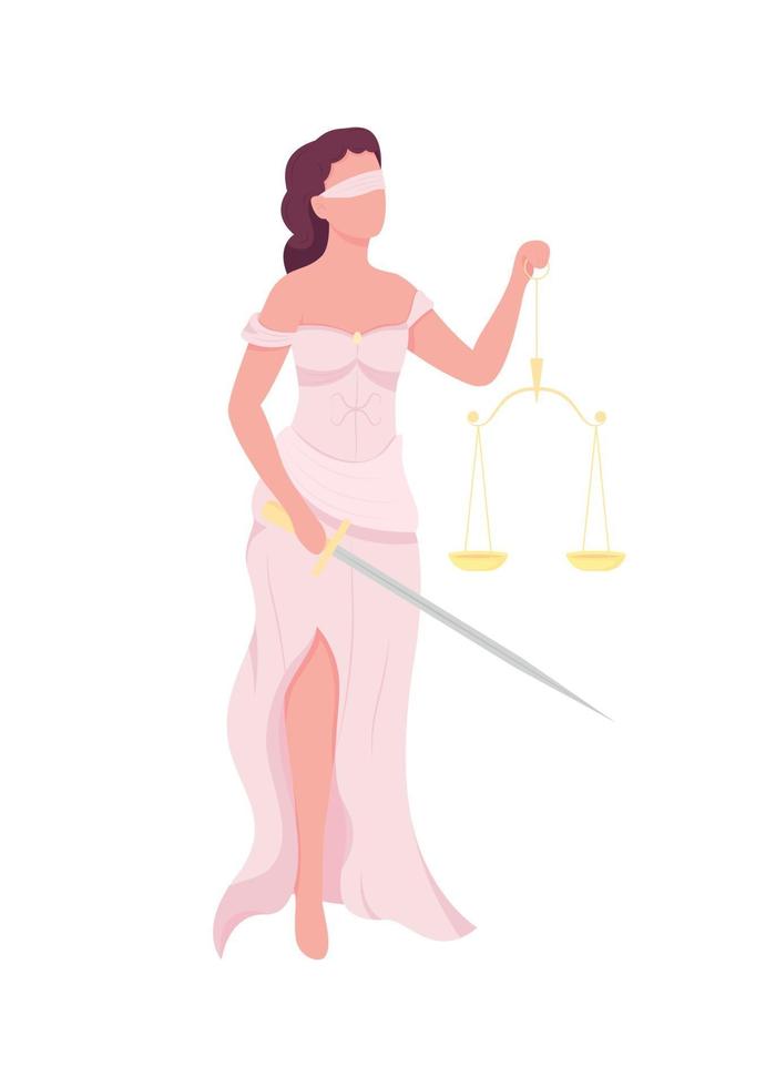 Goddess of justice flat color vector faceless character