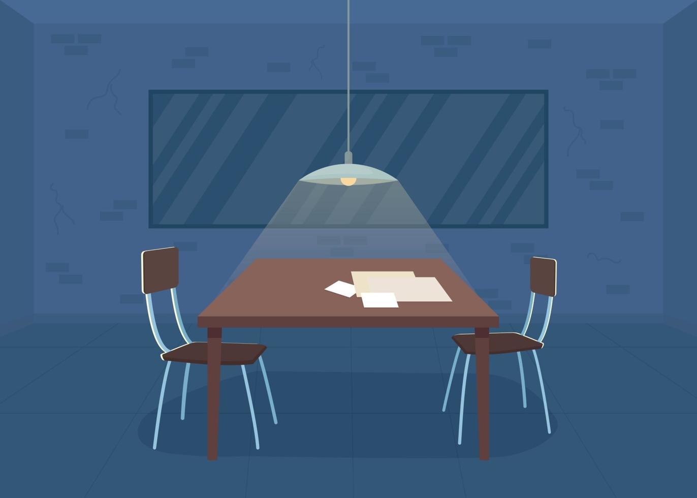 Interrogation room flat color vector illustration