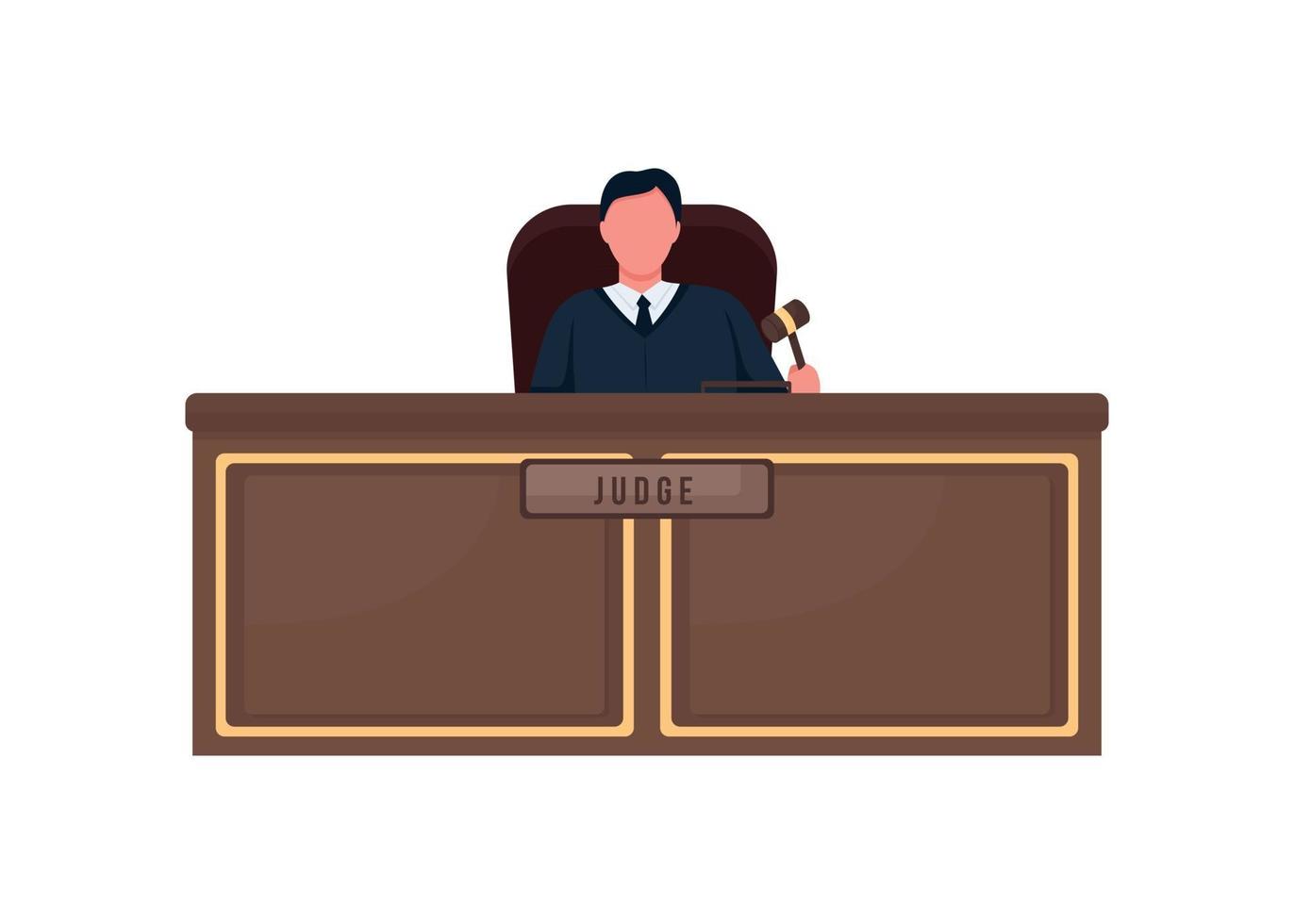 Court judge flat color vector faceless character