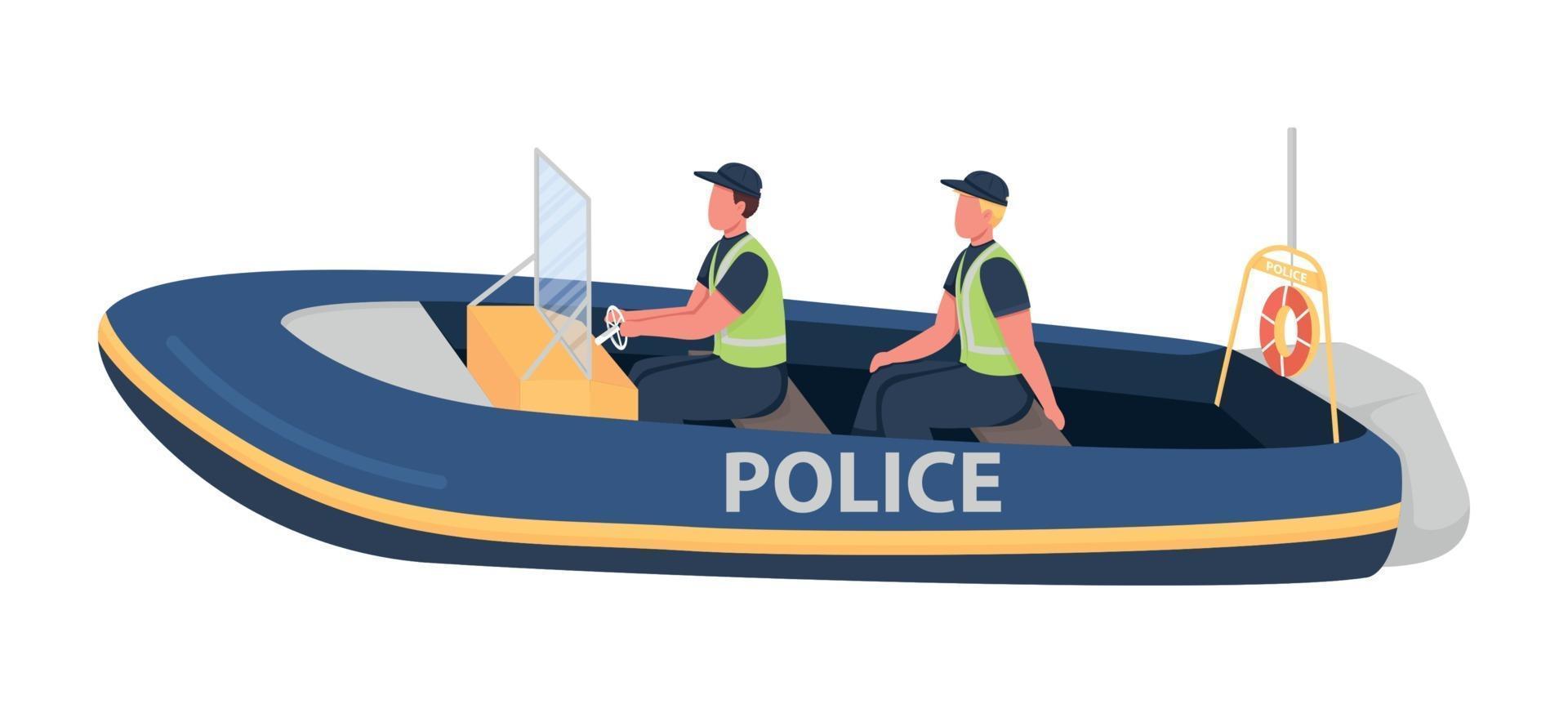 Water police flat color vector faceless characters