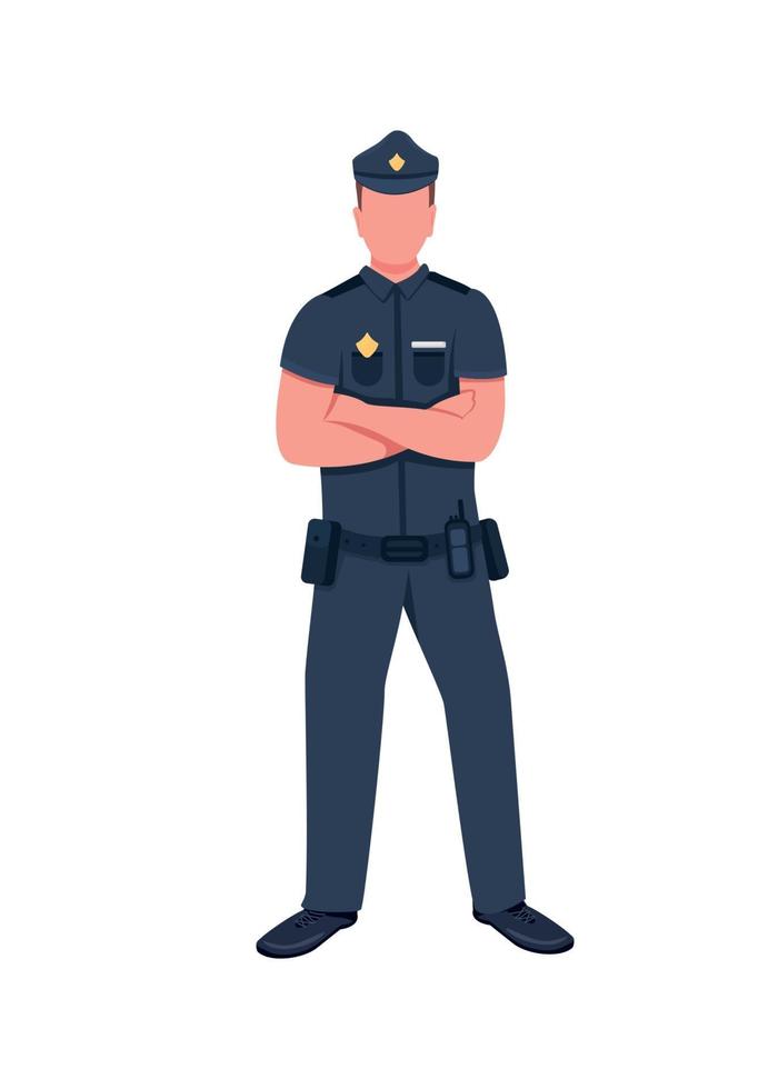 Police officer flat color vector faceless character