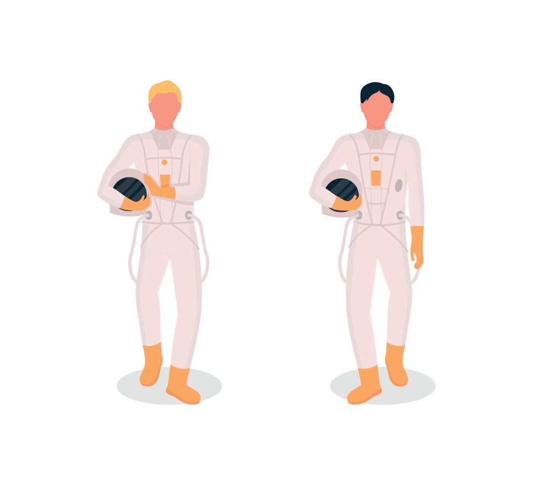 conjunto de caracteres sin rostro de vector de color plano de astronautas