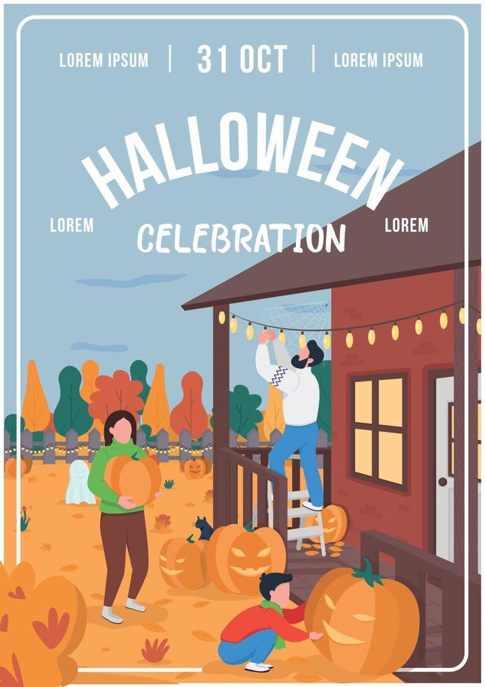 Halloween celebration poster flat vector template