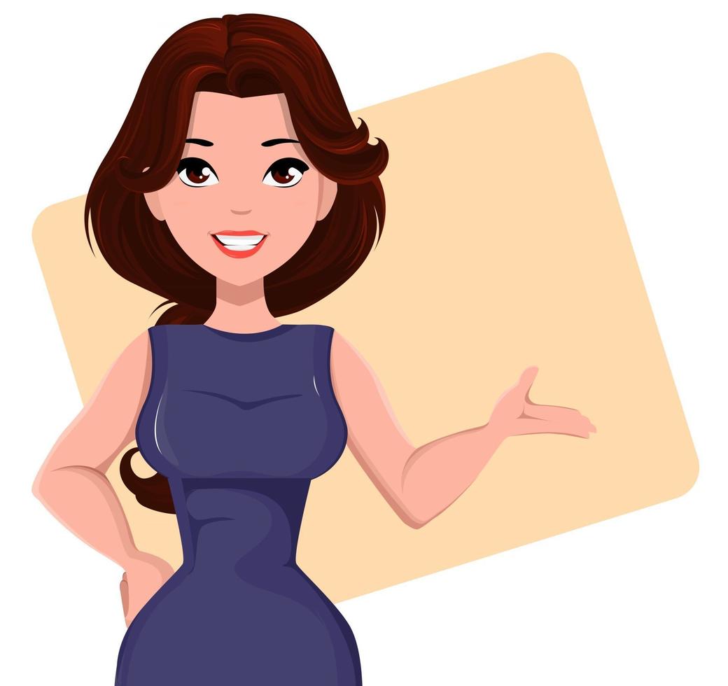ady Beautiful girl presenting business plan vector