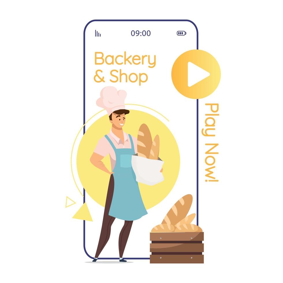 Bakery and shop cartoon smartphone vector app screen