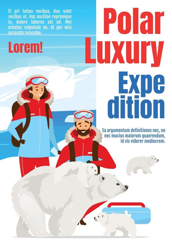 Polar luxury expedition magazine cover template vector