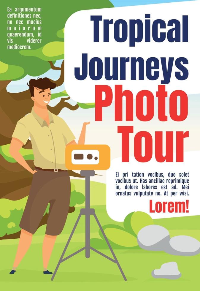 Tropical journeys photo tour magazine cover template vector