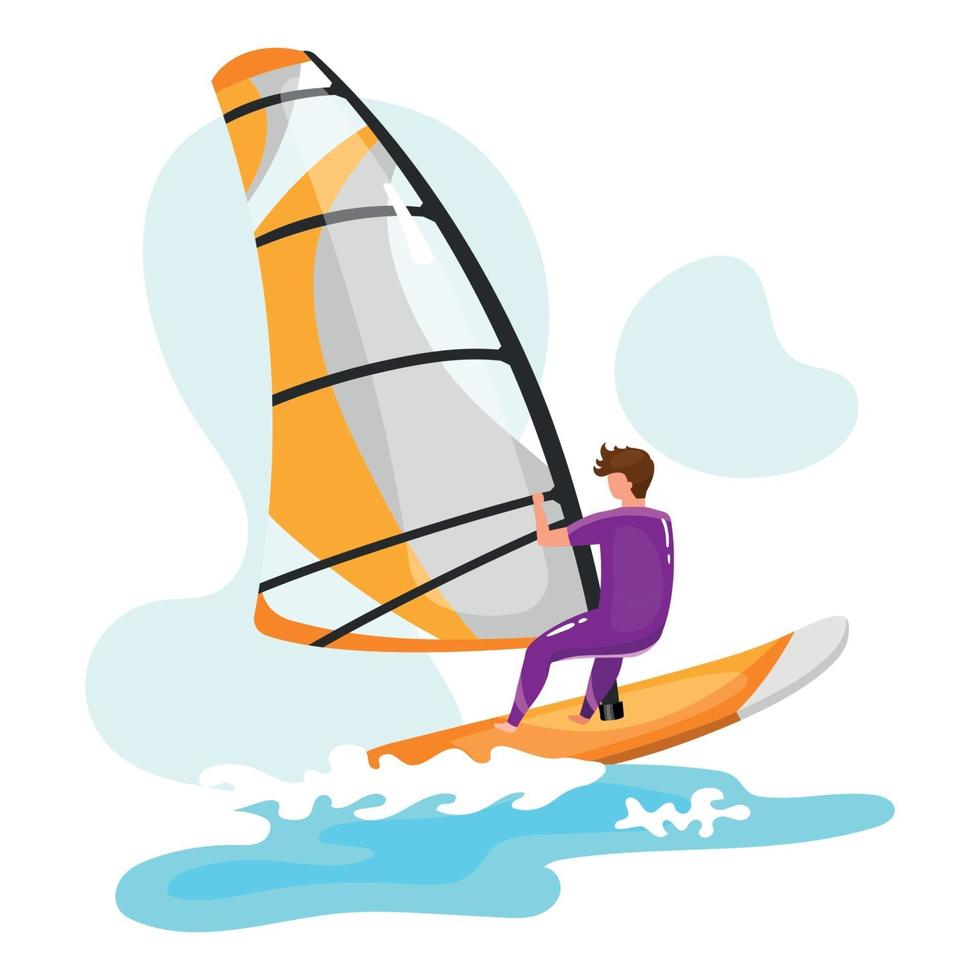 Windsurfing flat vector illustration