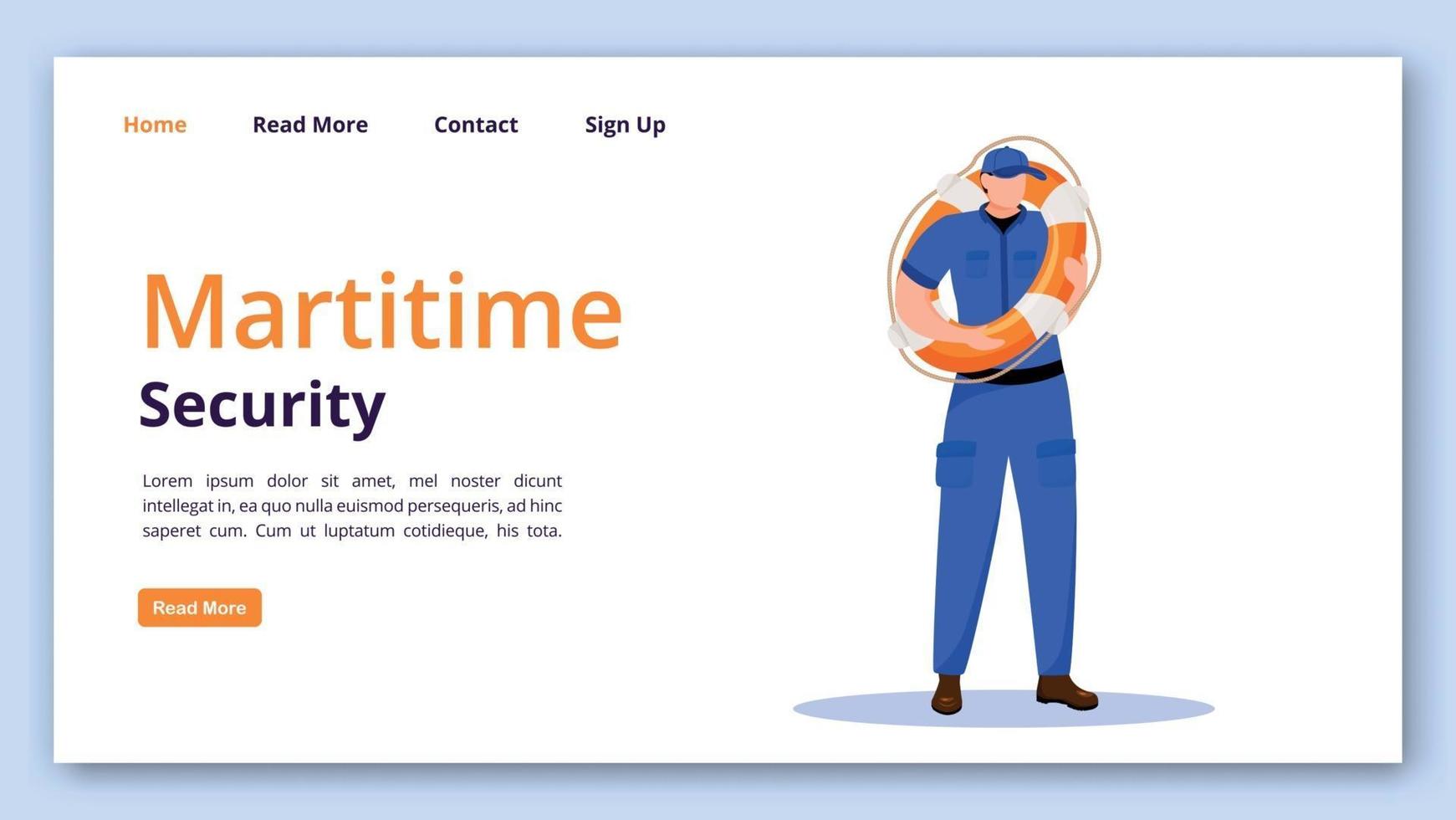 Maritime security landing page vector template