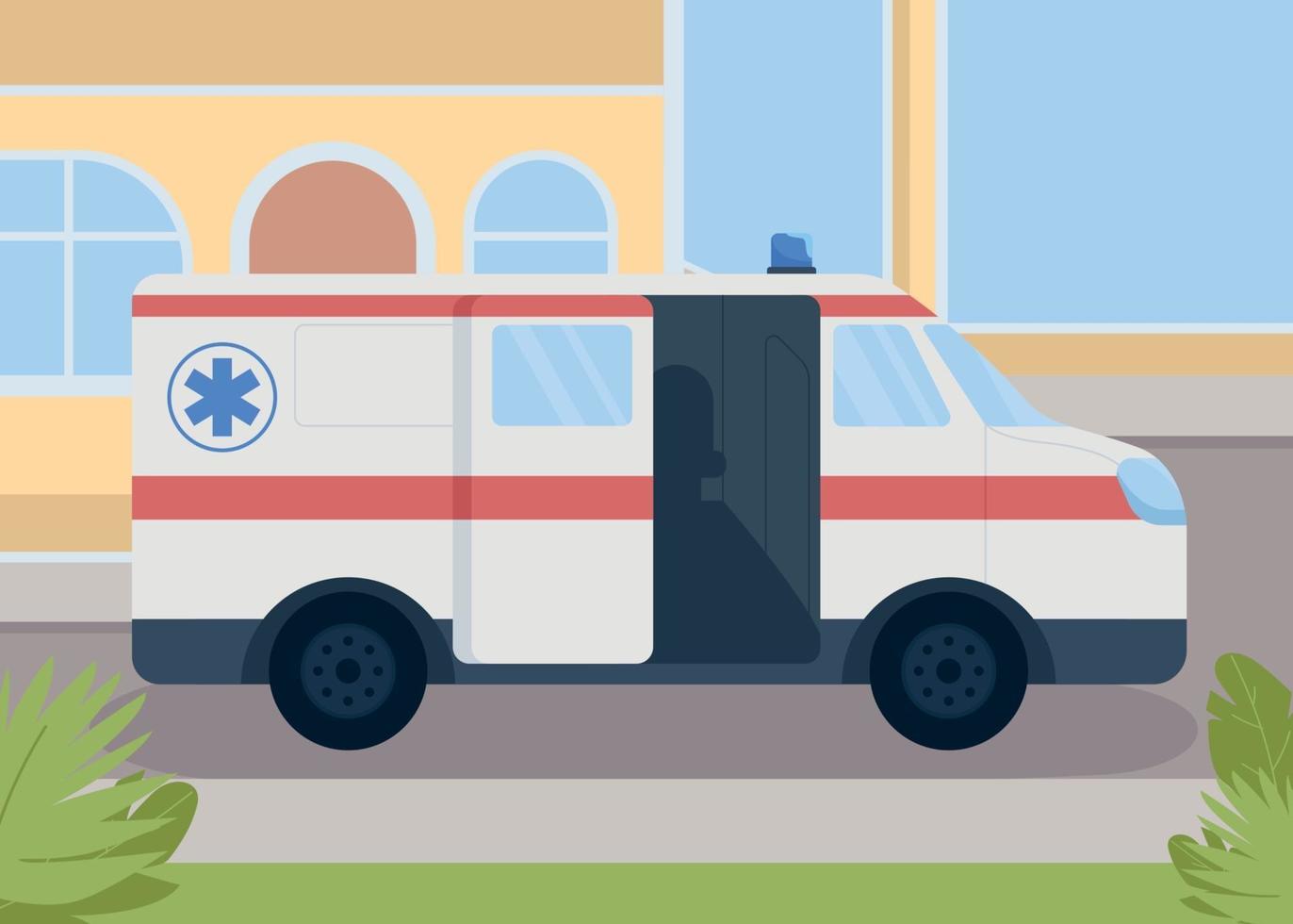 Ilustración de vector de color plano de transporte médico