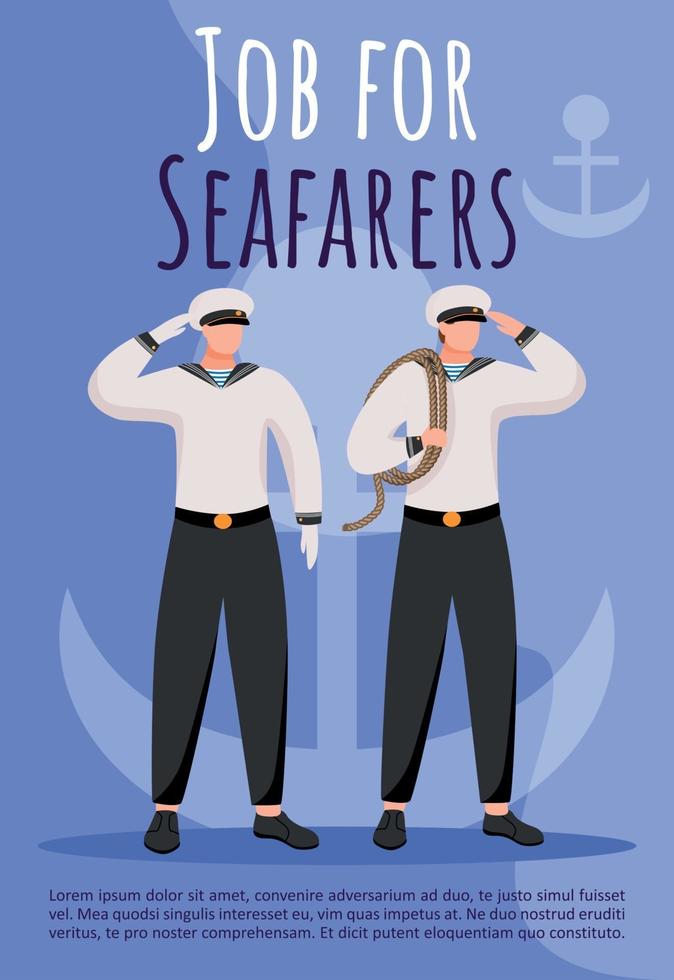 Job for seafarers poster vector template