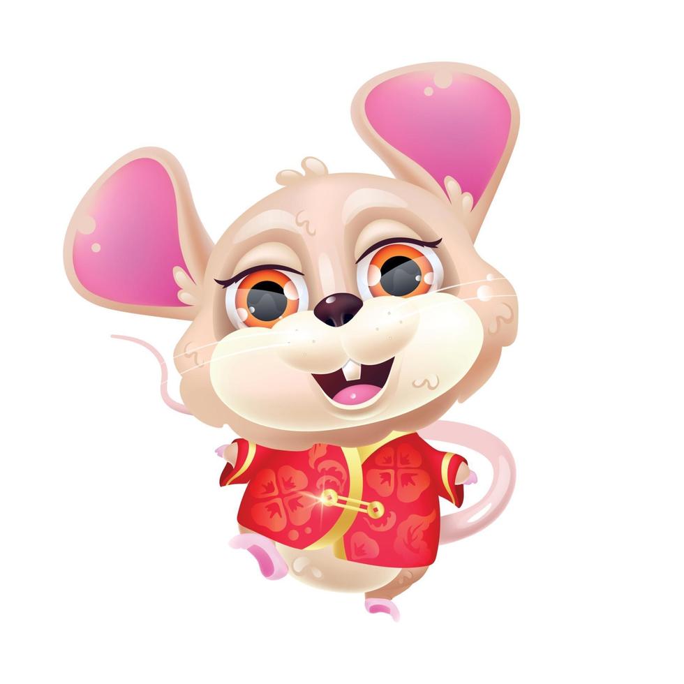 Cute dancing mouse kawaii cartoon vector character