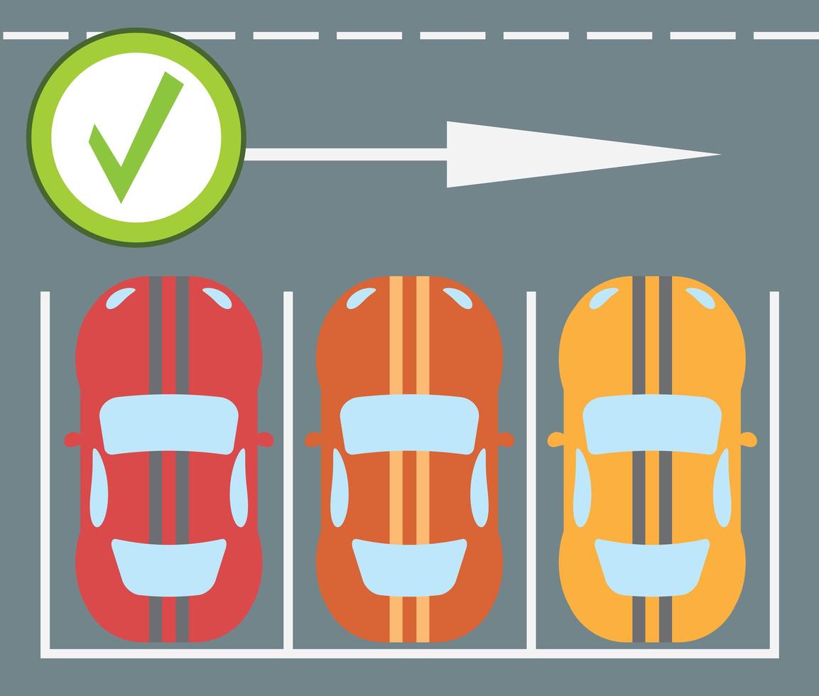 Ilustración de vector moderno de diseño plano de instrucciones de estacionamiento de un automóvil