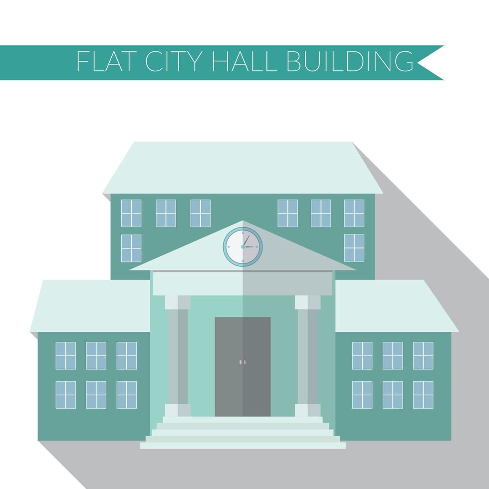 Flat design modern vector illustration of city hall building icon, with long shadow