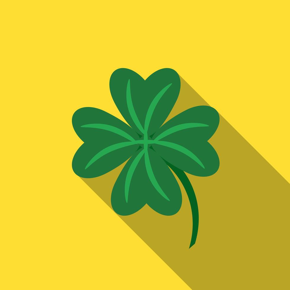 Flat design vector lucky clover icon with long shadow