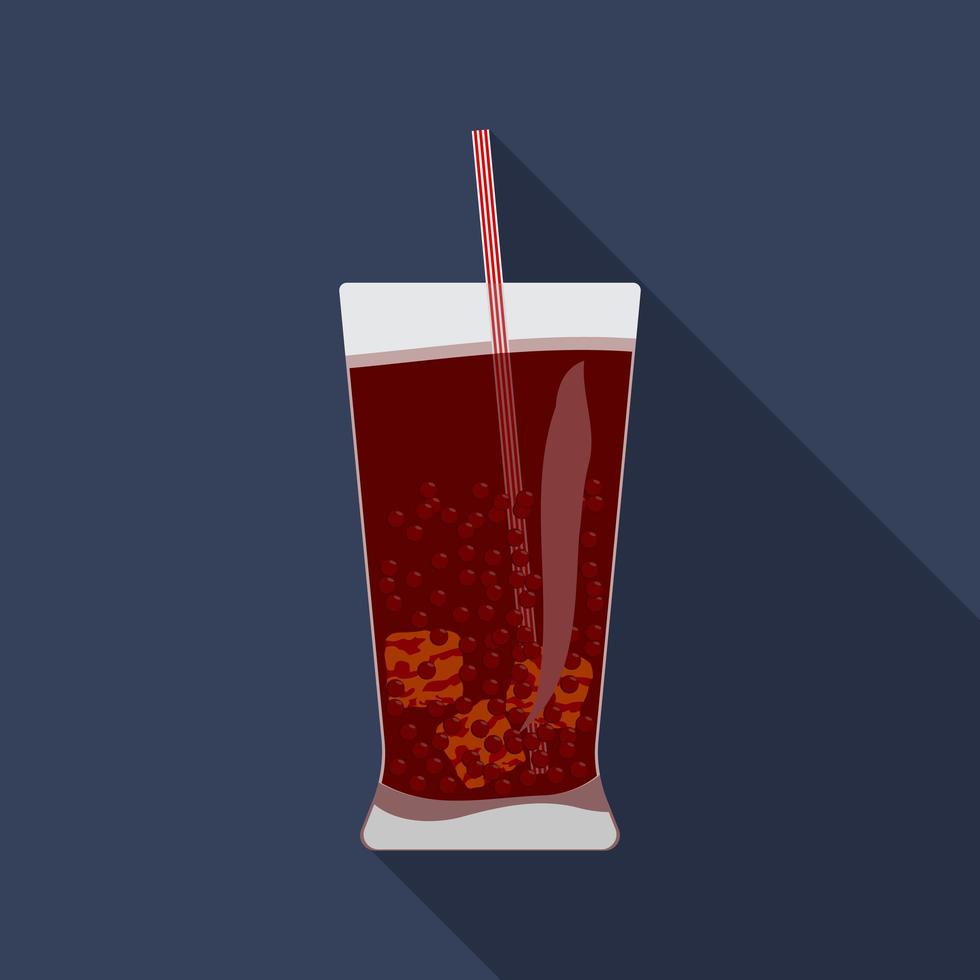 Flat design modern vector illustration of cold drink icon with long shadow