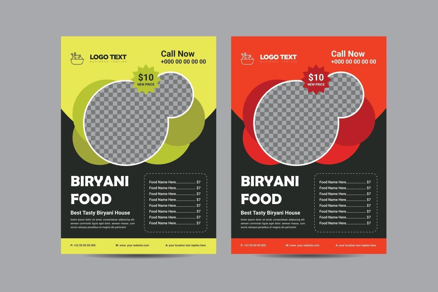 Biryani Restaurant Flyer Template vector