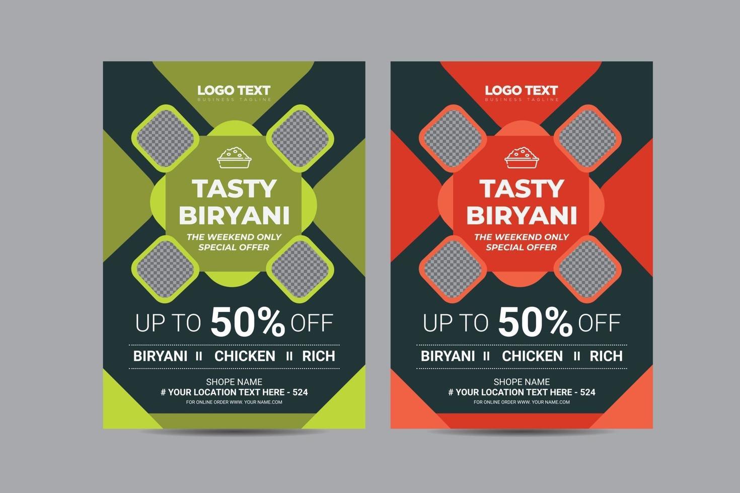 Biryani Restaurant Flyer Template vector