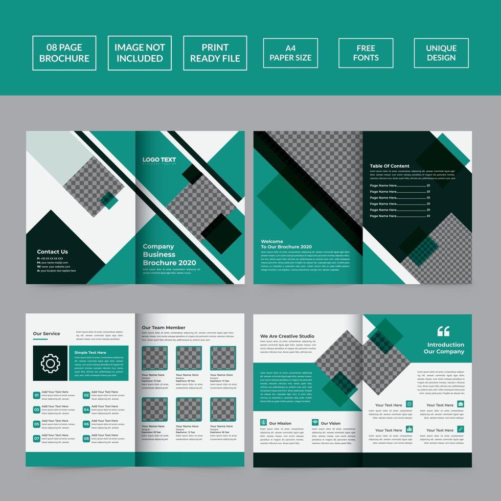 8 Pages Creative Business Brochure with modern abstract design vector