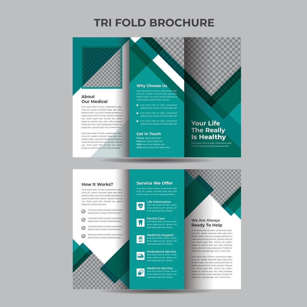 Medical trifold brochure template vector