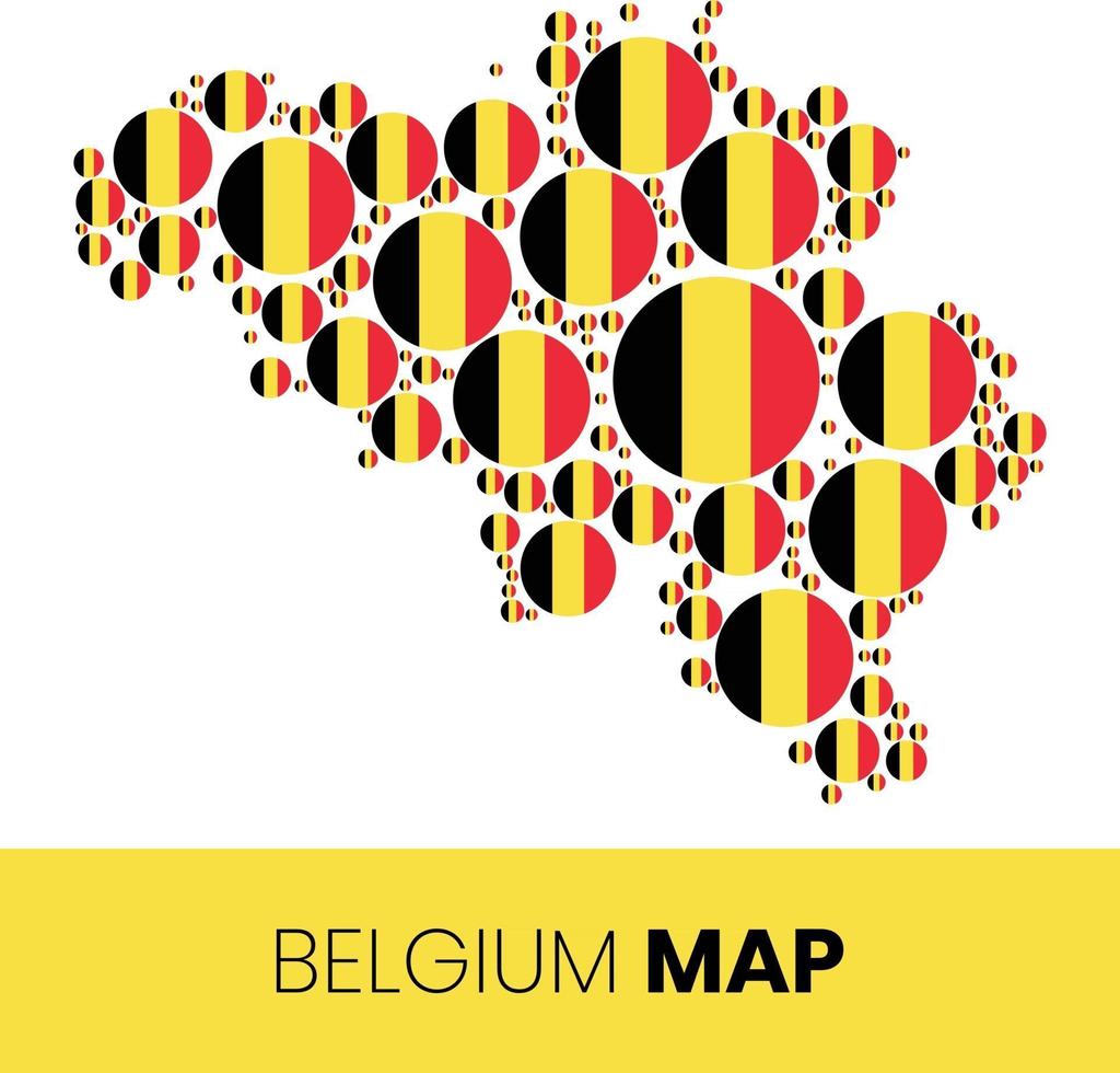 mapa de bélgica lleno de círculos en forma de bandera vector