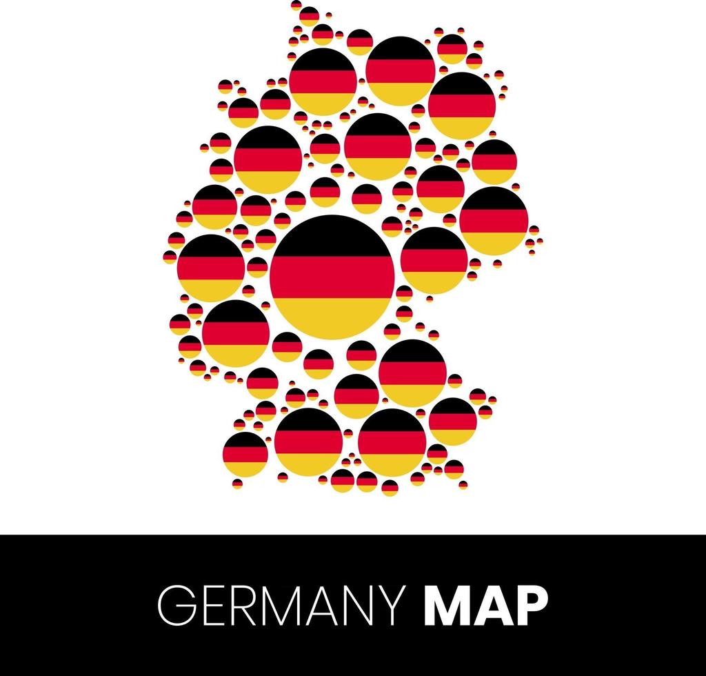 mapa de alemania lleno de círculos en forma de bandera vector