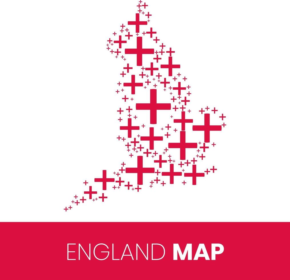 mapa de inglaterra lleno de círculos en forma de bandera vector