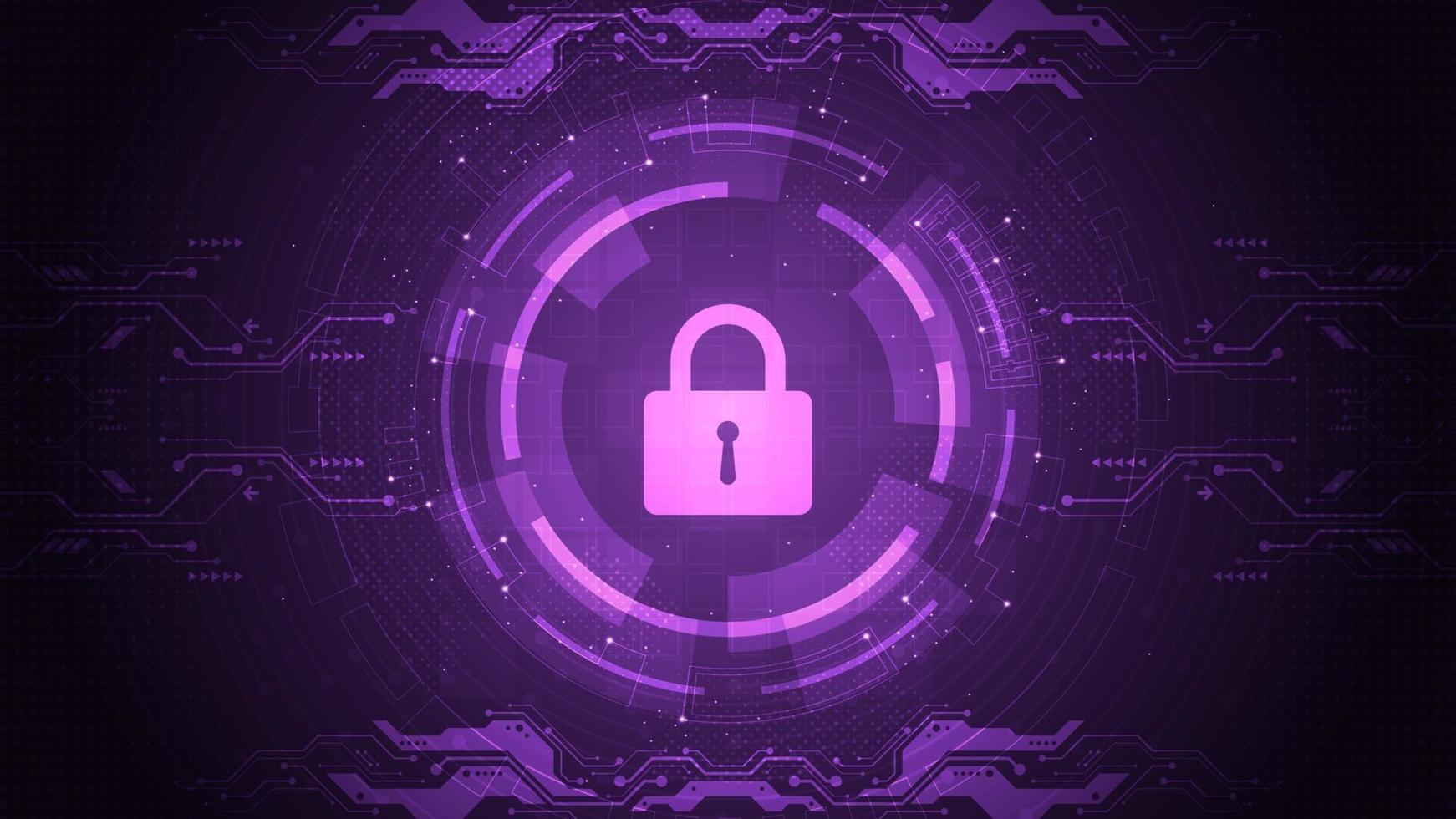 interfaz del sistema de seguridad sobre fondo morado oscuro vector