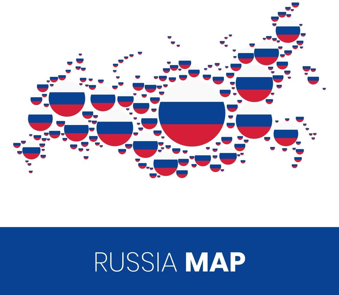 mapa de rusia lleno de círculos en forma de bandera vector