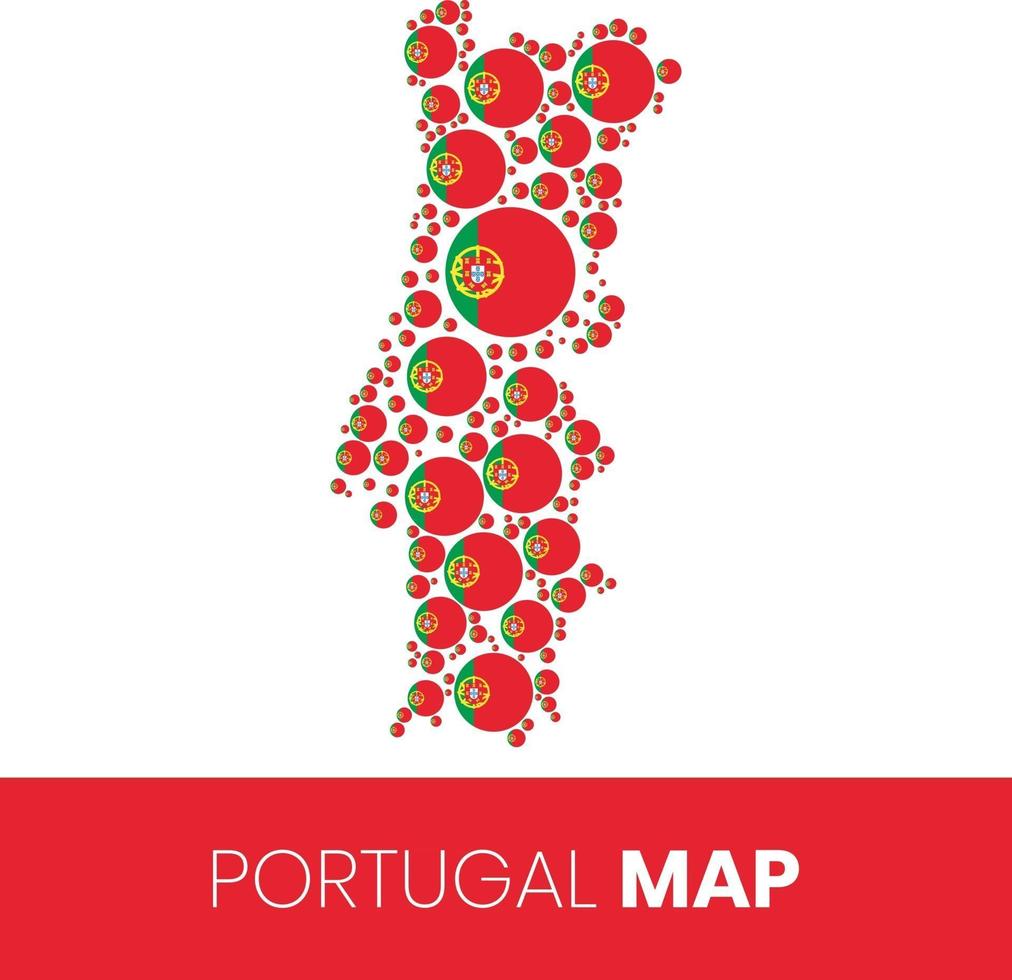 Portugal mapa lleno de círculos en forma de bandera vector