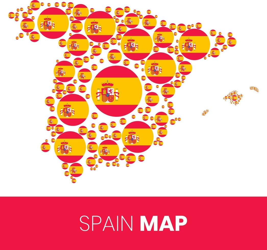 Spain map filled with flag shaped circles vector