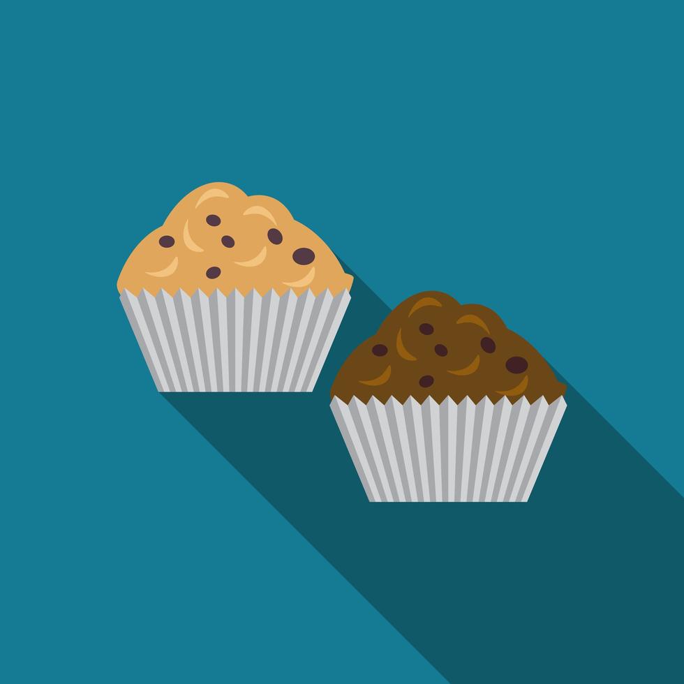 icono de vector de muffins de diseño plano con sombra larga icono de disco de vinilo de diseño plano vector con sombra larga