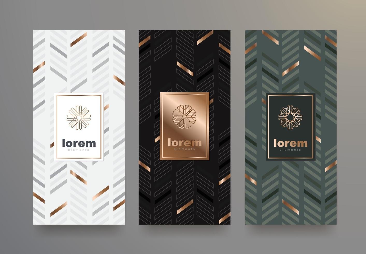 Vector set packaging templates black and white geometric pattern for luxury products