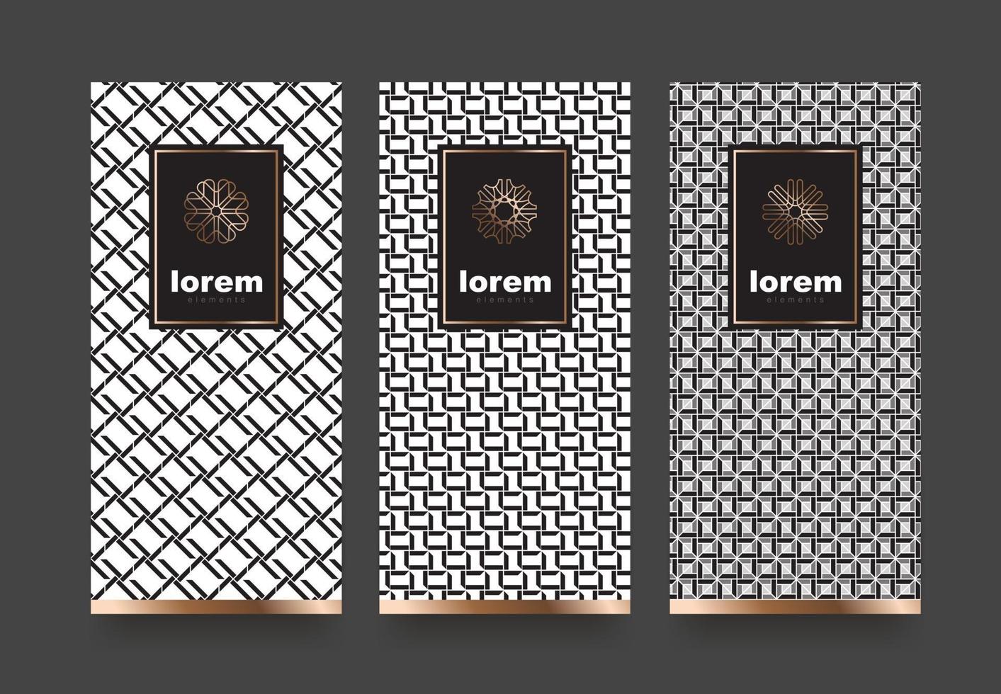 Vector set packaging templates black and white geometric pattern for luxury products