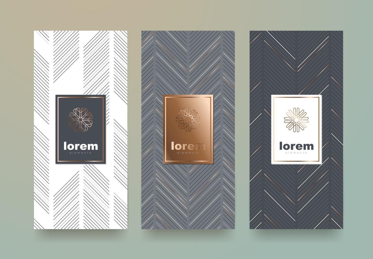 Vector set packaging templates geometric pattern for luxury products