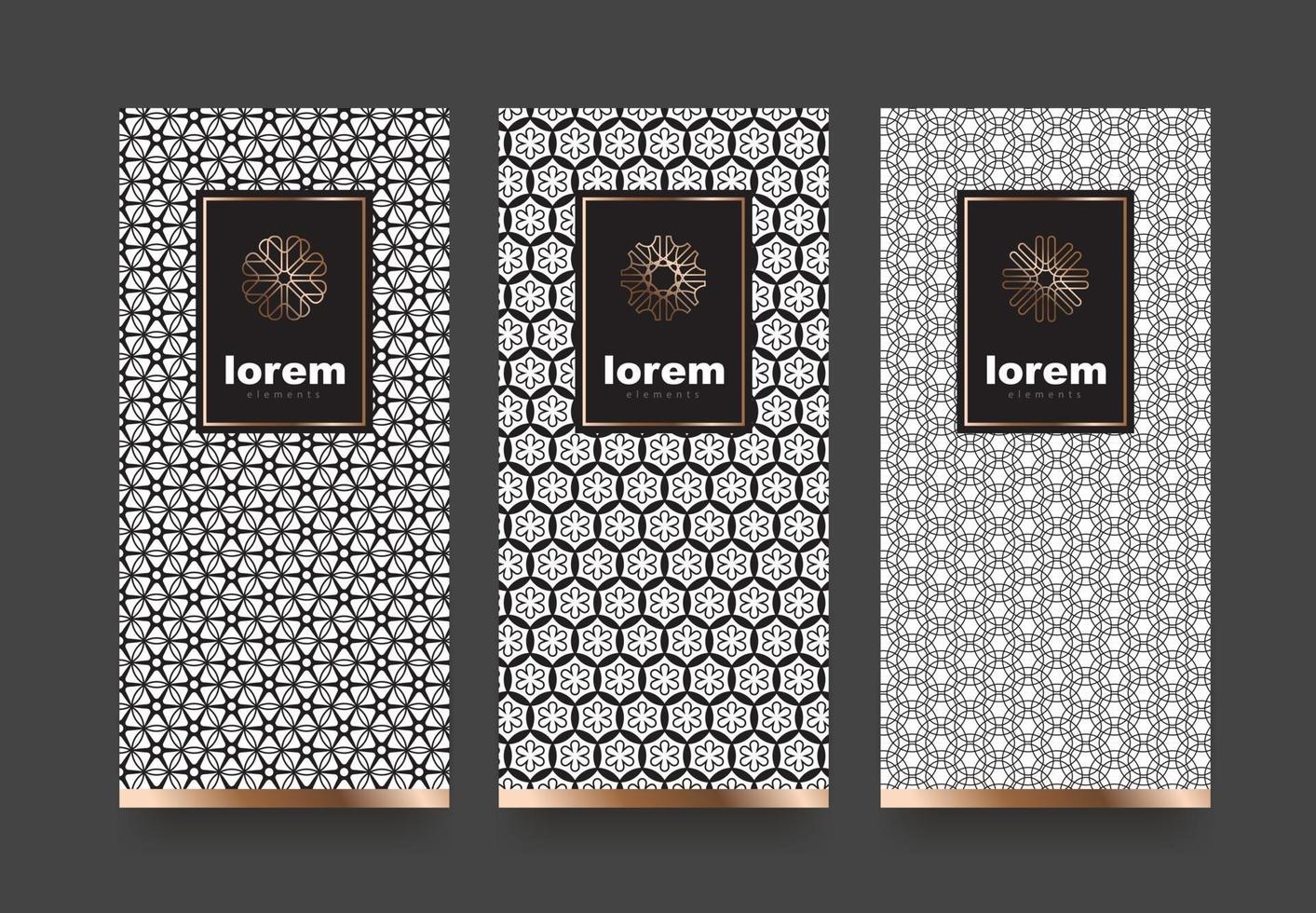 Vector set packaging templates geometric pattern for luxury products