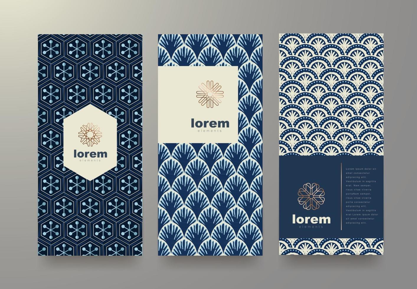 Vector set packaging templates japanese pattern for luxury products