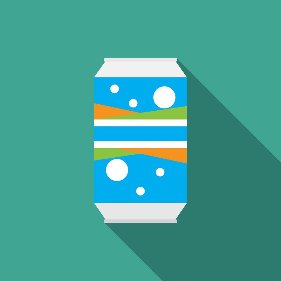 Flat design modern vector illustration of soda can icon with long shadow