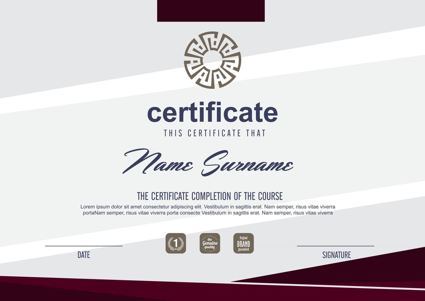 Qualification certificate template with elegant design vector