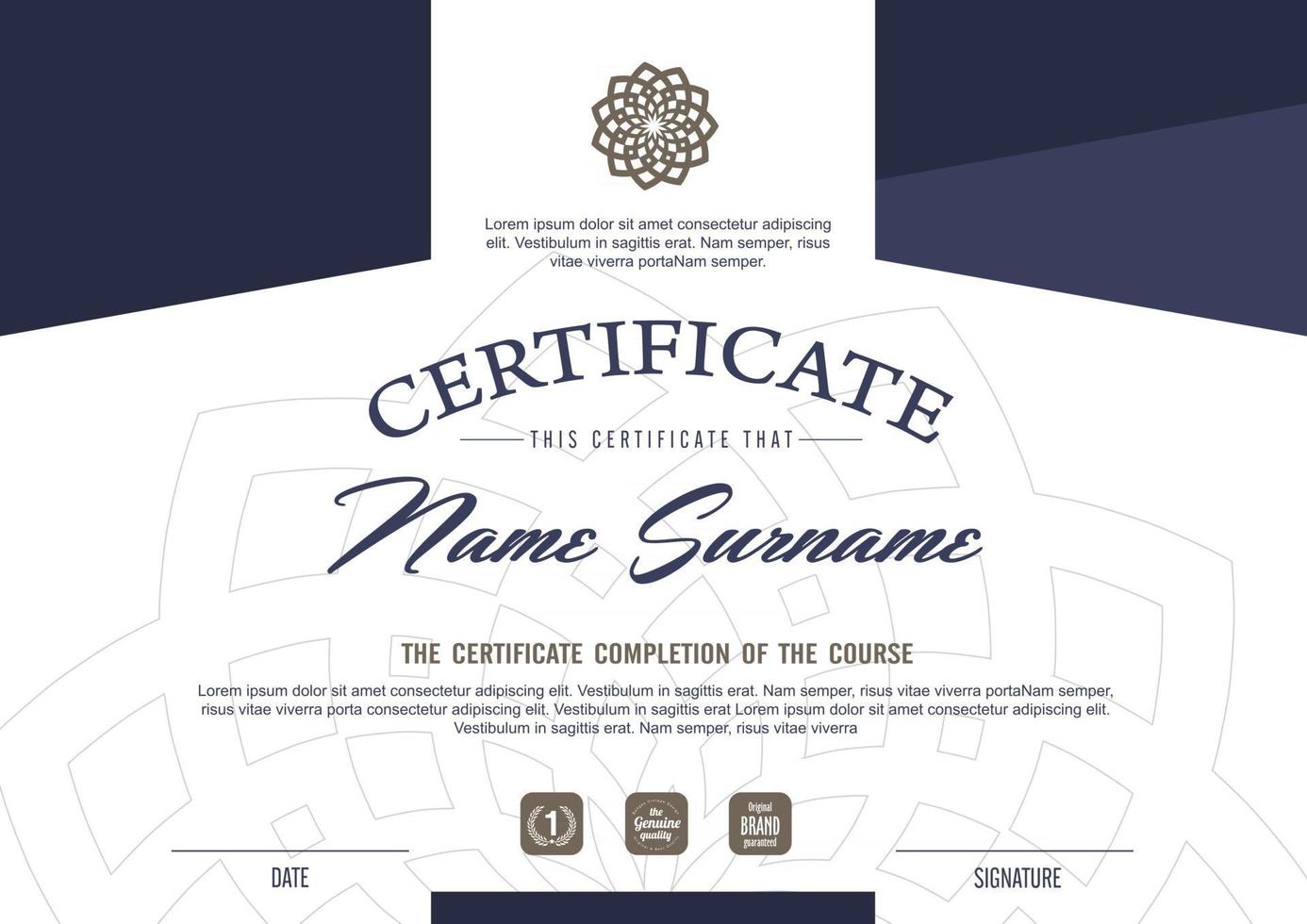 Qualification certificate template with elegant design vector