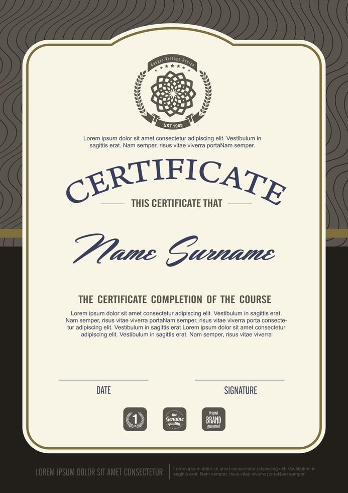 Qualification certificate template with elegant design vector