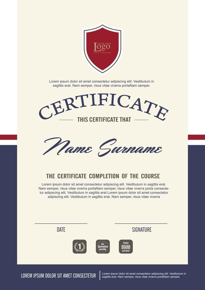 Qualification certificate template with elegant design vector