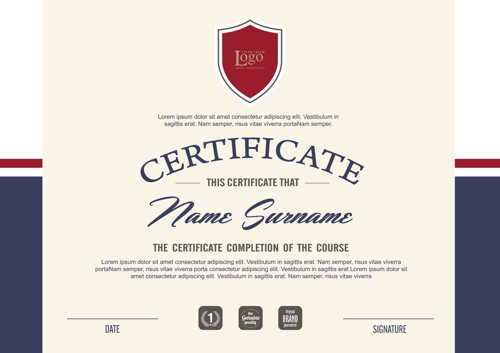 Qualification certificate template with elegant design 2562301 Vector