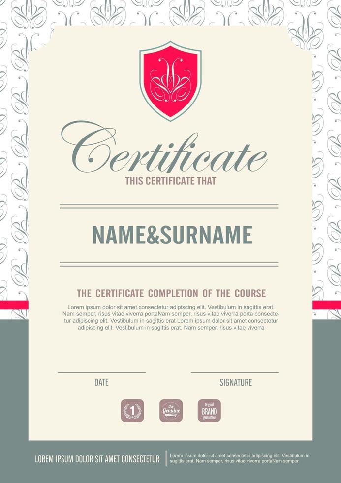 Qualification certificate template with elegant design vector