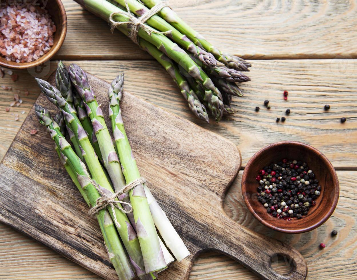 Bunches of green asparagus photo