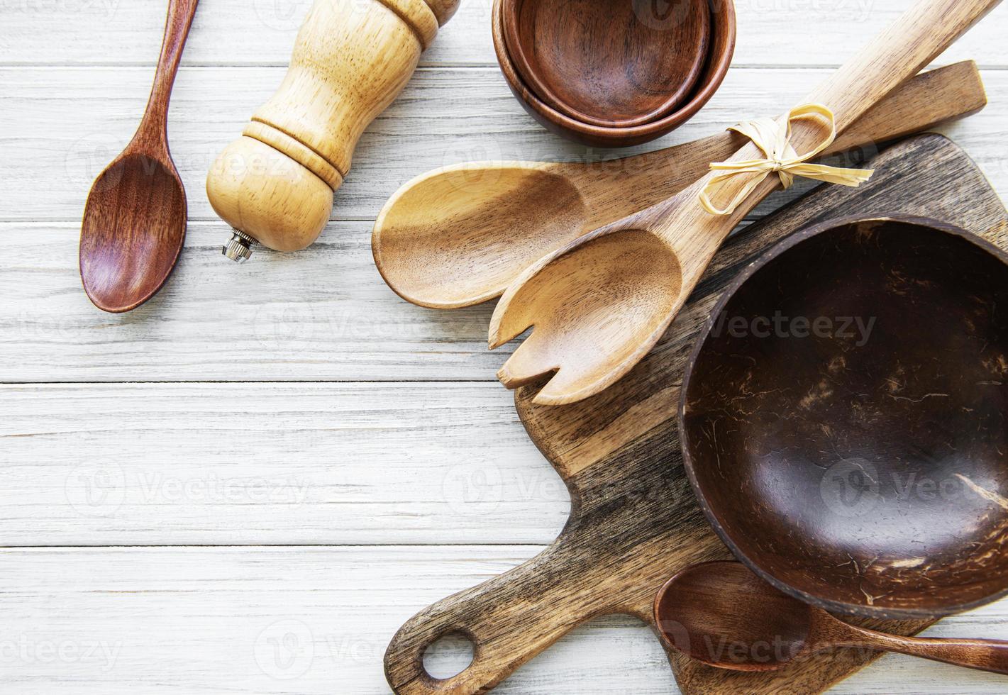 Wooden cutlery kitchen ware photo